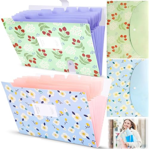Yueser Dokumentenmappe A4, 4pcs Sammelmappe A4 Kinder Kunststoff Tragbar Fächermappe Ordner Mappe mit 8 Fächern Ordnungsmappe Aktenordner Sortiermappe Akkordeon Aktenordner Wasserdicht für Büro Schule