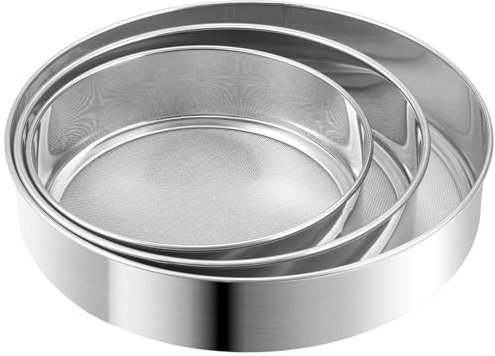 EXIN DEHCEN 3 Piezas Tamices Colador de Harina Fina, 15/18/22cm Tamiz para Harina Profesional, Tamices de Malla de Acero Inoxidable, Tamizador de Harina Manual Tamiz para Harina Pastel Azúcar en Polvo