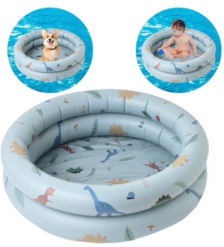Plaskdamm för barn, uppblåsbar babypool, rund uppblåsbar plaskbassäng, inomhus och utomhus, trädgård, bakgård, vatten, lek pool, sommar, lek, vattenverktyg (blå)