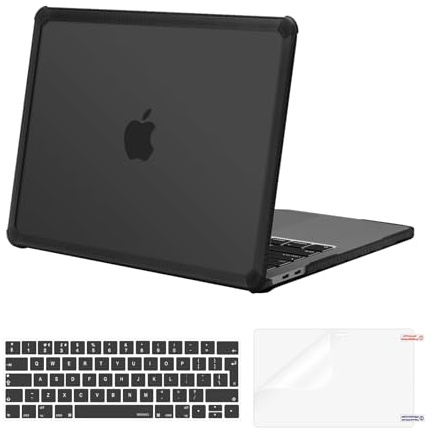 MOSISO Funda Compatible con MacBook Pro 13 Pulgadas 2026-2016 M2 M1 A2338 | A2251 A2289 A2159 A1989 A1708 A1706 Anti-Roturas Heavy Duty Carcasa Plástico TPU Bumper&Teclado&Pantalla Film,Negro