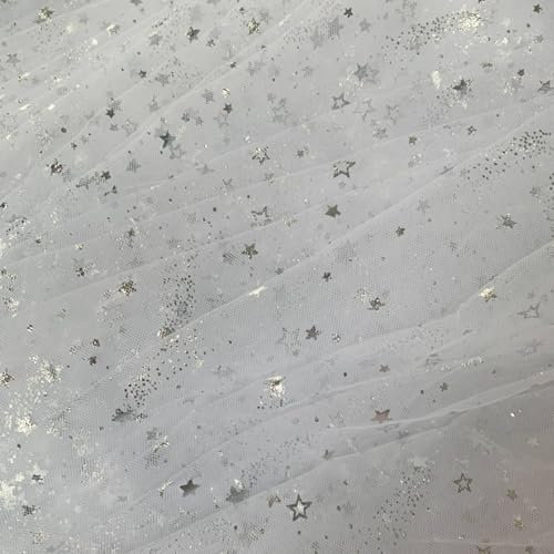 aufodara Tüllstoff 300x150cm Soft Glitzer Tüll Organza Stoff Dekostoff für Hochzeit Vorhang Hochzeitsbogen, Bankett Deko Tüll, Handwerk Rock Schleife Geschenkverpackung Floristik (Weiß, 3 Meter)