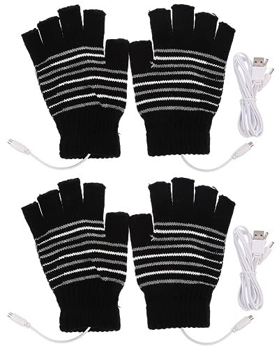 MILISTEN 2 Paar USB Beheizbare Handschuhe D Batterien Wiederaufladbar Fäustlinge Winterhandschuh Aus Wolle Beheizter Fäustling Unisex-Handschuhe Mit USB-heizung Thermohandschuhe Black Garn