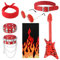 7Pcs Punk Gothic Rocker Costume Set,Rock Heavy Metal Accessories with Retro Sunglasses Bandana Bracelet Inflatable Guitar for Women Men Halloween 80s Disco Party,Red