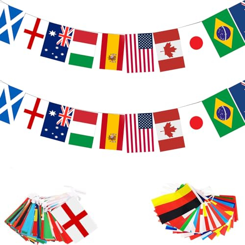 Lot de 4 drapeaux de rugby pour femme - Décoration de la coupe du monde de rugby 2025 - Comprend 16 drapeaux d'équipes pour jardin, bar, restaurant, décoration de fête (lot de 4, 14 x 21 cm)