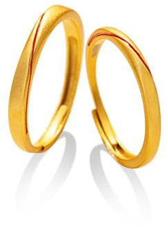 Calefee Anelli Filo Rosso Coppia, Anello Lui e Lei Personalizzabili Argento 999 Regolabili Anello Opaco In Oro con Smalto Rosso