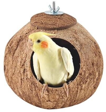 Casa de anidación de pájaros, Coco Shell Bird House - Natural Coco Husk Birds Casa de descanso | Decoración del hábitat de los budgerigar para amantes de los animales para jardín, balcón, sala de esta