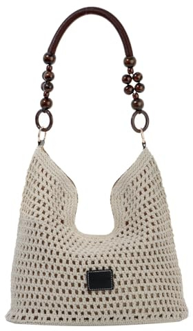 HomKuch Crochet Tote Borsa per le donne, estate maglia spiaggia estetica maglia Boho borsa a spalla per le vacanze di viaggio