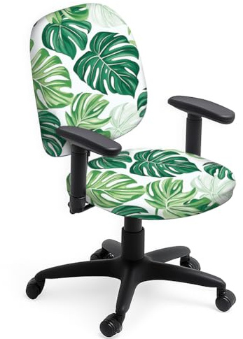 Hobbspring Office Chair Cover 2pcs Tropical Plant Chair Covers Monstera Deliciosa Stretchable Covers for Computer Chair