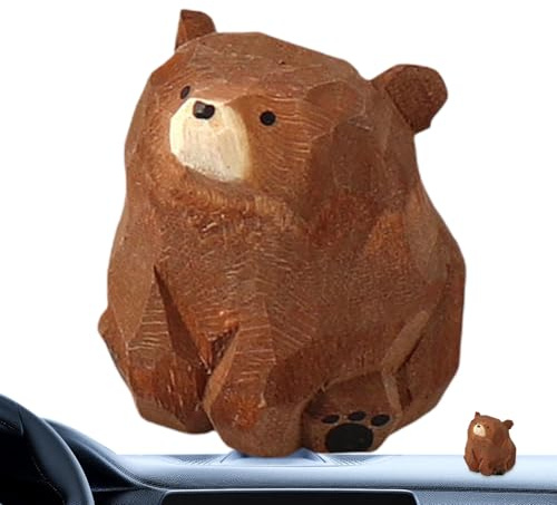 Mini-Bär aus Holz, geschnitzt, Miniatur-Sammelfigur, handgefertigte Holzschnitzfigur für Dekoration und Tischsammlung, dekoratives Spielzeug für Regale
