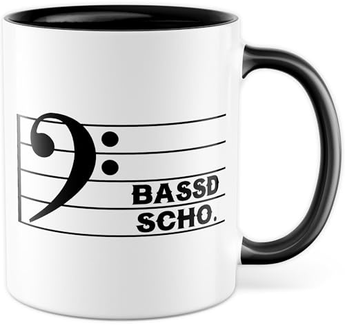 Bassist Tasse mit Spruch - Geschenk Bassd scho - Kaffeetasse aus Keramik 330ml - Bass Kontrabass Bassgitarre Orchester Musiker Musik Instrument Kaffee-Becher Witztasse Hobby