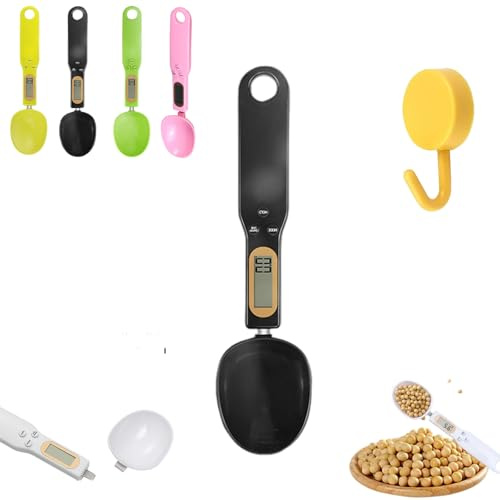 Smart Digital Measuring Spoon, Digital Measuring Spoons, Dog Food Scoop, Electronic Measuring Spoons, 0.1 G Graduationand 500 G Load Capacity, for Cooking, Baking, Medicine, Pet (Yellow)