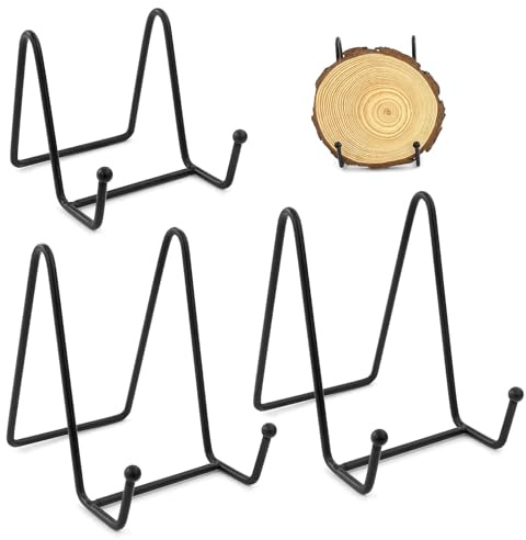 3 Pezzi Supporti Piatti in Ferro e metallo,4,5 pollici e 3 pollici Nero Cavalletto Piastra,Cavalletto in Ferro,Supporto Cavalletto Decorativo,Espositore Supporto,per foto