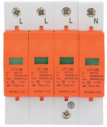 Dispositivo di protezione contro le sovratensioni per la casa 4P 20kA 420VAC Scaricatore di bassa tensione Materiale PC ignifugo per elettrodomestici Protezione contro i fulmini