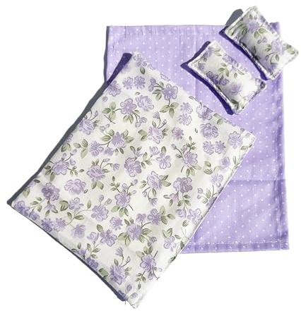 CAZSTYK Realistic Doll House Bedroom Bedding Set with Print Sheet Pillow Quilt for 1/12 Doll House Craft Model Project Display Miniature Bedding Set