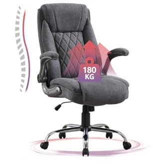 Bosmiller Ergonomischer Bürostuhl 180KG Verstellbare Schreibtischstuhl mit Hoher Rückenlehne und Breite Sitzfläche Hochklappbarer Armlehne Office Chair für Büro Computer Chefsessel