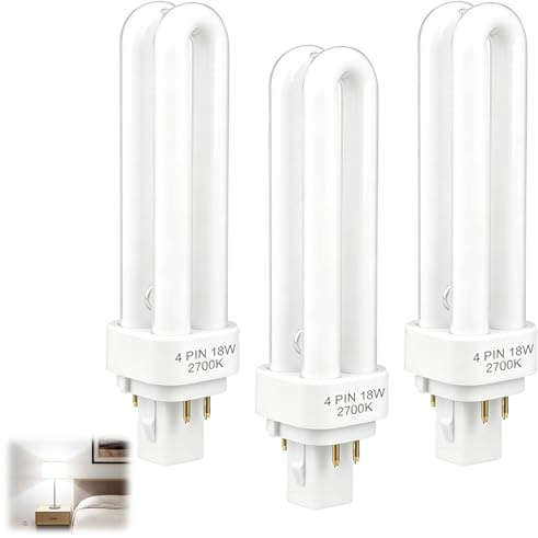 Stamlyn 18W G24q-2 4 Pin Light Bulbs, Energy Saving CFL Compact Fluorescent Lamp, 1200LM Warm White 2700K, Ideal for Bathroom and Kitchen Ceiling Lights for Bedroom Corridor, Non-Dimmable, 3 Pack