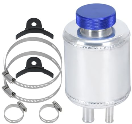 Silver JDM Aluminiumlegering Styrvätskebehållare Clamp WX-TK61 Servostyrningsolja Behållare
