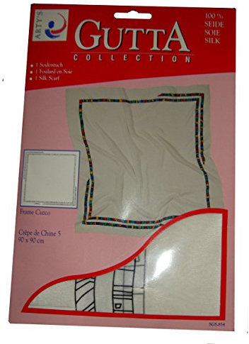 ARTY'S GUTTA COLLECTION - Motiv: Frame Cuzco - Crepe de Chine 5, ca. 90x90cm, rollierte Ränder (Gutta schwarz)