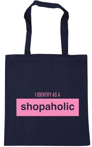 Hippowarehouse I identify as a shopaholic Tote Shopping Gym Beach Bag 42cm x38cm, 10 litres