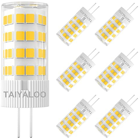 TAIYALOO G4 LED Bulb 5W 2700K Warm White 12V AC/DC Bi-Pin T3 JC Type 40W Halogen Equivalent for Outdoor Landscape Lighting Deck Stair Step Path Paver Lights, Home Lighting, (6 Pack)