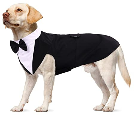 Smoking formale per cani, nero, XL, per matrimonio, Natale, Halloween, vestiti per cani di piccola taglia, bandana per compleanno, costume