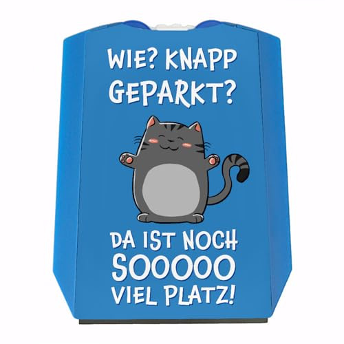 speecheese Knapp geparkt! mit niedlicher Katze und Zwei Einkaufswagenchips als lustiges und ironisches Geschenk zum Führerschein oder für schlechte Einparker denen kein Parkplatz zu groß ist