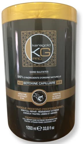 Keragold Pro - Botoxine Capillaire Kératine & Extrait d’Ail 1000 ml - Sans Sulfates - 96% Naturel
