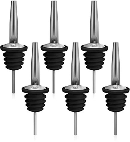 Speed Pourer 6 Pieces Flow Bottle Pour Spout Stainless Steel Wine Pourers Set for Wine,Oil,Liqueur,Syrup,Vinegar,Salad (6)