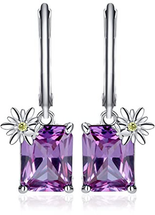 JewelryPalace Gänseblümchen Schmetterling Smaragdschliff 5.7ct Erstellt Alexandrit Saphir Ohrhänger Silber 925 Damen, Daisy Schmuck Set, Ohrringe Farbwechsel Bunt Edelstein Mädchen Creolen Frauen