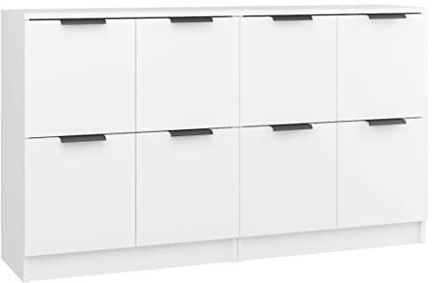 vidaXL 2X Sideboard Kommode Anrichte Schrank Beistellschrank Mehrzweckschrank Standschrank mit Türen Weiß 60x30x70cm Holzwerkstoff