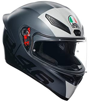 AGV - K1 S AGV E2206, Motorrad Helm, ECE Vollvisier Motorradhelm, Racing Style mit Aerodynamischem Spoiler, Kratzfestem Visier, 190° Sichtfeld, mit Intercom Ready, Limit 46, Unisex, S