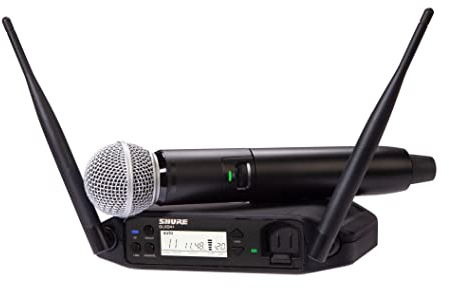 Shure GLXD24+/SM58 Dual Band Pro Digital Wireless Mikrofonsystem für Kirche, Karaoke, Gesang - 12-Stunden Akkulaufzeit, 30m Reichweite | SM58 Handheld Vocal Mikrofon, Einzelkanal-Empfänger.