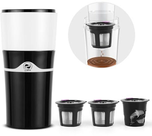 Besmall Machine à café pour Over - Machine à café - Filtre à café - Machine à café goutte manuelle avec tasse à capsule filtrante, K-Cup pour les voyages, le camping