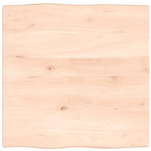 Camerina Tischplatte 60x60x2 cm Massivholz Eiche Unbehandelt Baumkante Waschtischplatte Konsolentische FüRs Wohnzimmer