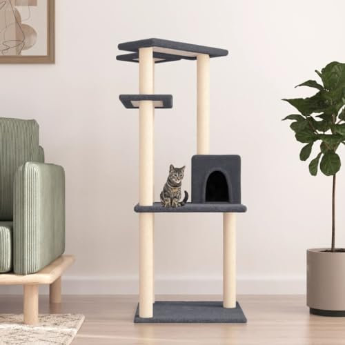 heybb Rascador para Gatos con Postes de sisal Gris Oscuro 123 cm Recambio Rascador para Gatos