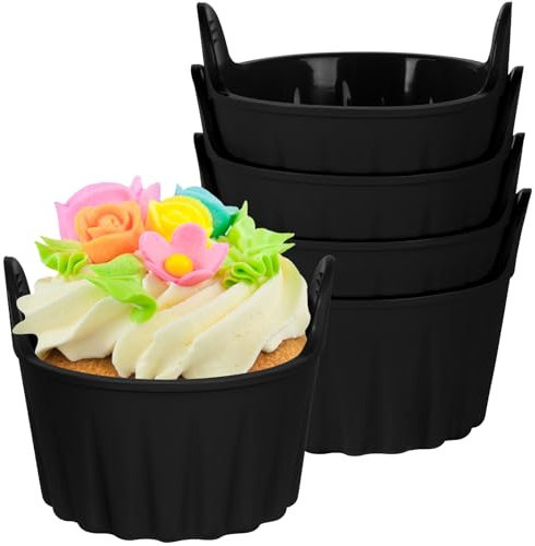 Ainiv Air Fryer Eierformen, 4 Stück Silikon-Luftfritteusen-Eierpochierer, Antihaft Wiederverwendbar Silikon Backform für Kuchen, Eincreme und Pudding Eierkocher, Waffelformen, Luftfritteusen-Schwarz