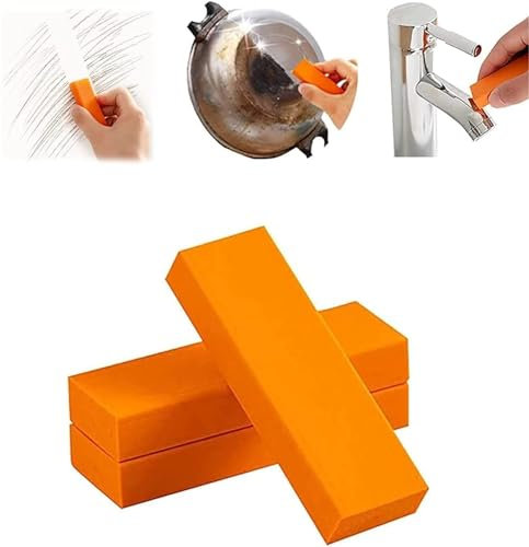 Edelstahl-Dekontaminations-Artefakt-Radiergummi, einfacher Kalk-Radiergummi, Orange, Gummi-Rost-Radiergummi, Reinigungsradierer für Küche und Zuhause (3 Stück)