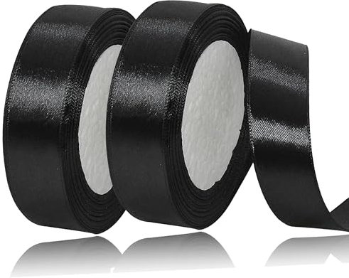 Geschenkband Satinband 44m, 20mm Breit Geschenkband, schwarz Schleifenband für Hochzeit, Bastelarbeiten und Geschenkverpackung Hochzeitsdekoration (schwarz)