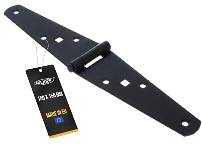 NAJDER Tür-Scharnier 2 Stück, Türband, für massive Türen innen und außen, Edelstahl Scharniere, Türangeln, Türscharnier Beschlag, Schräges Konstruktionsscharnier 150x150mm, schwarz lackiert RAL 9005
