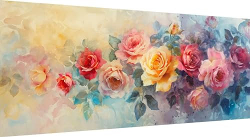 Qiaoqoo Blume Diamond Painting xxl 200x80cm, 5D DIY Diamant Painting Bilder Rose Diamand Painting Kinder mit Diamond-Painting Zubehör, Groß Diamant kunst Basteln Erwachsene, Home Décor Malerei