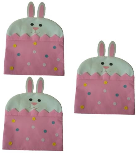 Alipis 3St Stuhlbezug stuhlhussen Ostern Esszimmerstuhlbezüge osterstuhl zurückbezüge Ostern-Möbelabdeckung Hausbedarf Stühle Stuhlrückseite Kaninchen Stuhl Abdeckung Küken Schutz Rosa
