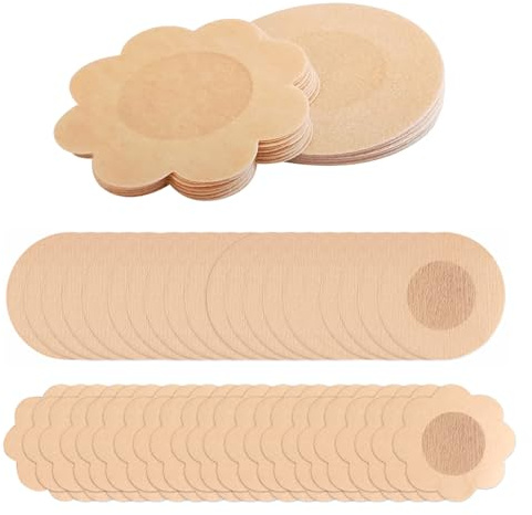 60 Pièces Cache-Tétons Femme & Homme, Cache Teton Invisible Respirant Doux, Jetables Nipple Cover Bande Adhésive Seins, Adapté pour Toutes Les Tenues（Version en Silicone 2 pièces）