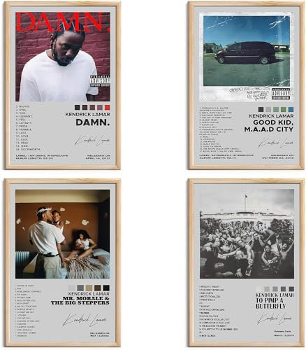 Kendrick Lamar Signed Limited Canvas Wall Art Prints Set of 4 for Room Aesthetic Posters Bedroom Music Classroom Wall Decor Art 8x12 inch Unframed