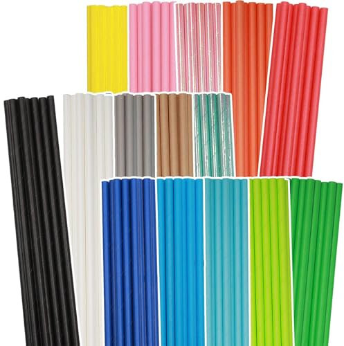 Gcardist Rainbow Paper Straws for Drinking Disposable Straws 100 Pack Bulk(15 Solid Color)