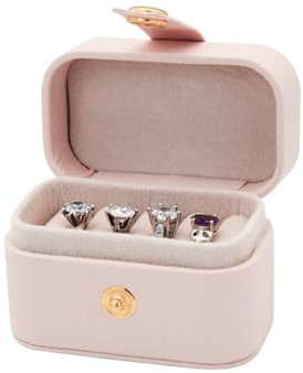 FuninCrea Ring Box Small Earring Jewellery Box with 6 Grooves, Earring Case PU Leather Ring Holder Jewellery Gift Boxes Portable Rings Storage Boxes for Earrings Rings (Pink)