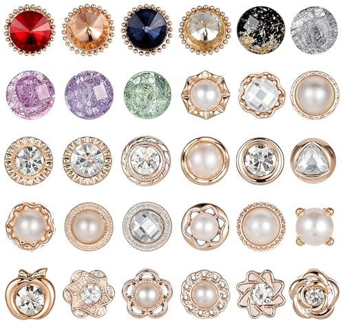 30 Stück Brosche Knöpfe, Mabor Brosche Damen Buttons Ohne Nähen Abnehmbar Broschen für Kleidung Pearl Damen Knöpfe Ohne Nähen für Hemdbrosche Frauen Kleidung Cardigan