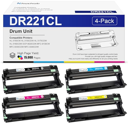 DR221CL Drum Unit Replacement for Brother DR-221CL DR221 DR 221 CL Drum Unit for DCP-9020CDN HL-3140CW HL-3150CDW HL-3170CDW HL-3180CDW MFC-9130CW MFC-9330CDW MFC-9340CDW Printer, 4-Pack (NOT Toner)