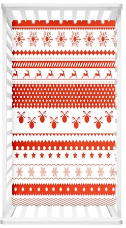 Hiseng Microfiber Crib Sheets, Cot Bed Sheets Christmas Cot Fitted Sheets Bassinet Mattress, Soft and Comfortable Toddler Bed Sheets for Boys, Girls (Christmas F,70x140cm)