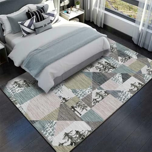 RUGMRZ Teppich Balkon Moderne Geometrie, Mode, Einfachheit, Wohnzimmer, Sofa, Schlafzimmer, Anti-Rutsch Teppich Kinderzimmer Mädchen Rund Grau Zimmer Dekoration Wohnzimmerteppich 200X350CM