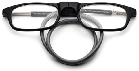ABETOS Magnet Lesebrille Herren Damen Lesebrillen mit Magnetverschluss Vorne Leicht Flexible TR90 Faltbar Lesehilfe Sehhilfe Zum Umhängen, Schwarz Grau+1.75